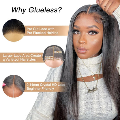 13x6 Straight Lace Front Wigs Human Hair 200 Density HD Transparent Lace Frontal Human Hair Wigs for Women Glueless Wigs Human Hair Pre Plucked 28 Inch
