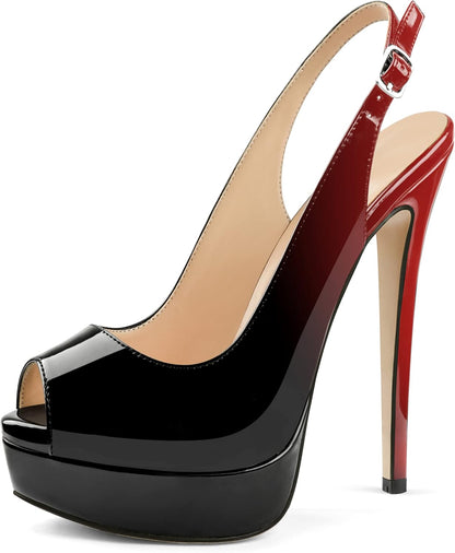 MERUMOTE Women's Platform Stiletto Heels Shoes Peep Toe Pumps 6 inch Heels for Dress Wedding Party