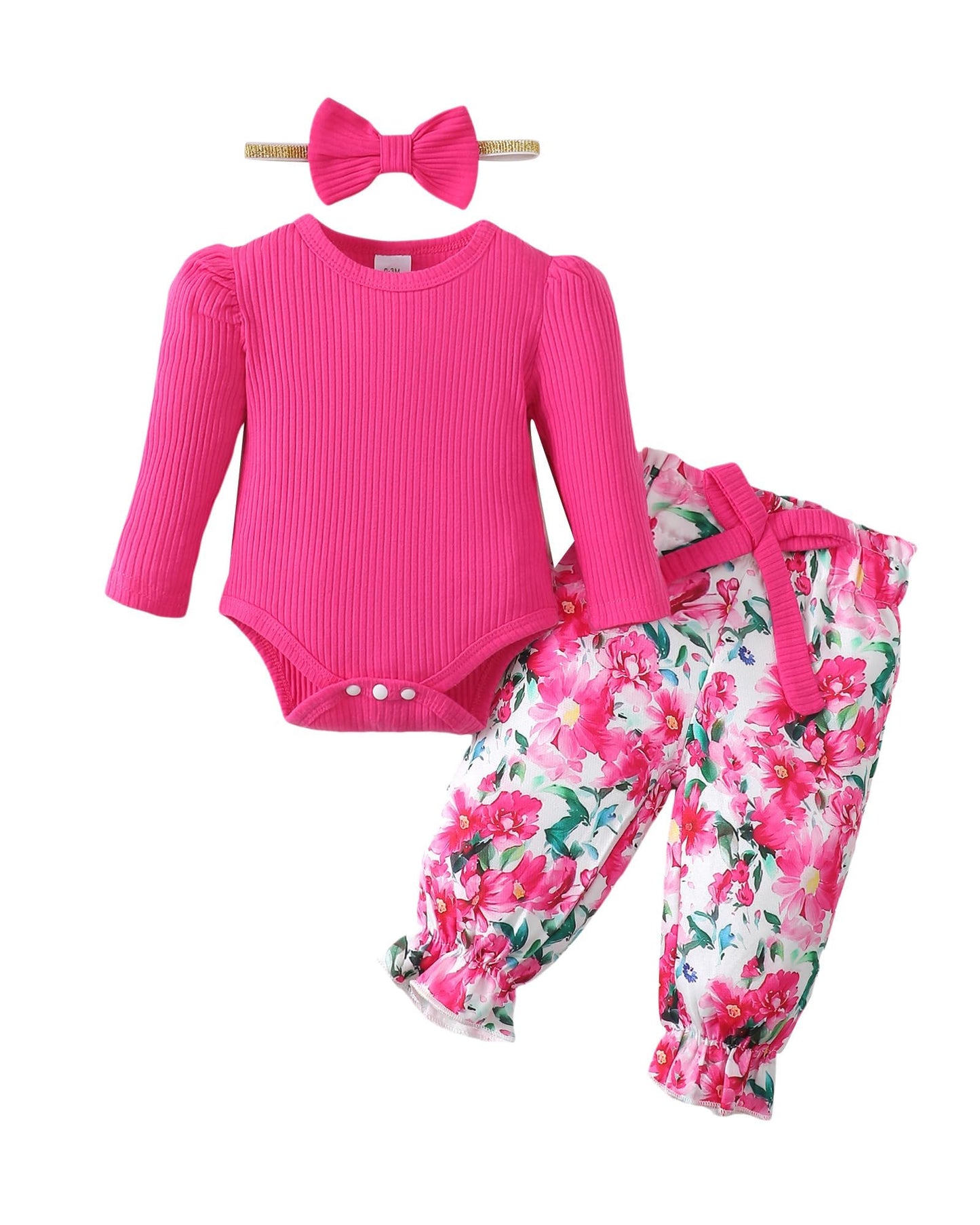 Mioglrie Baby Girl Clothes Newborn Girl Fall Winter Outfits Pants Set Preemie Clothing Headband 0 3 6 12 18 Months