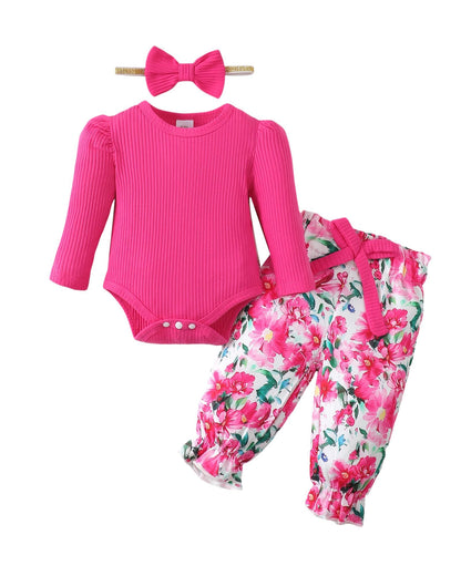 Mioglrie Baby Girl Clothes Newborn Girl Fall Winter Outfits Pants Set Preemie Clothing Headband 0 3 6 12 18 Months