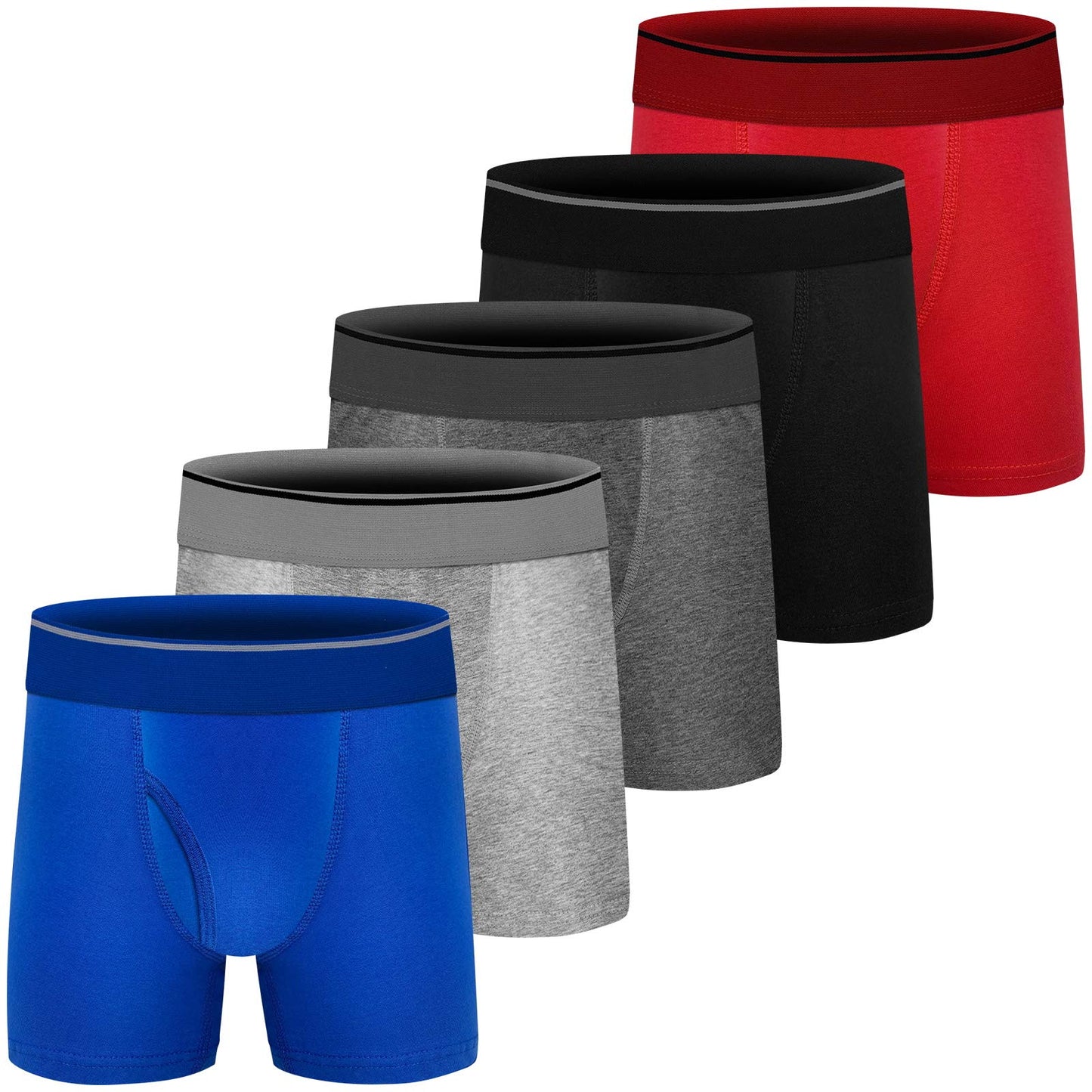 Boys Boxer Briefs,Cotton Toddler Underwear Breathable Mesh Performance Sport Big Boy Boxer Briefs with Fly 5 Pack