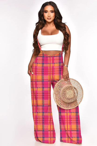 Nimsruc Womens Jumpsuit Casual Loose Sleeveless Adjustable Spaghetti Straps Wide Leg Pants Baggy Overalls With Pockets