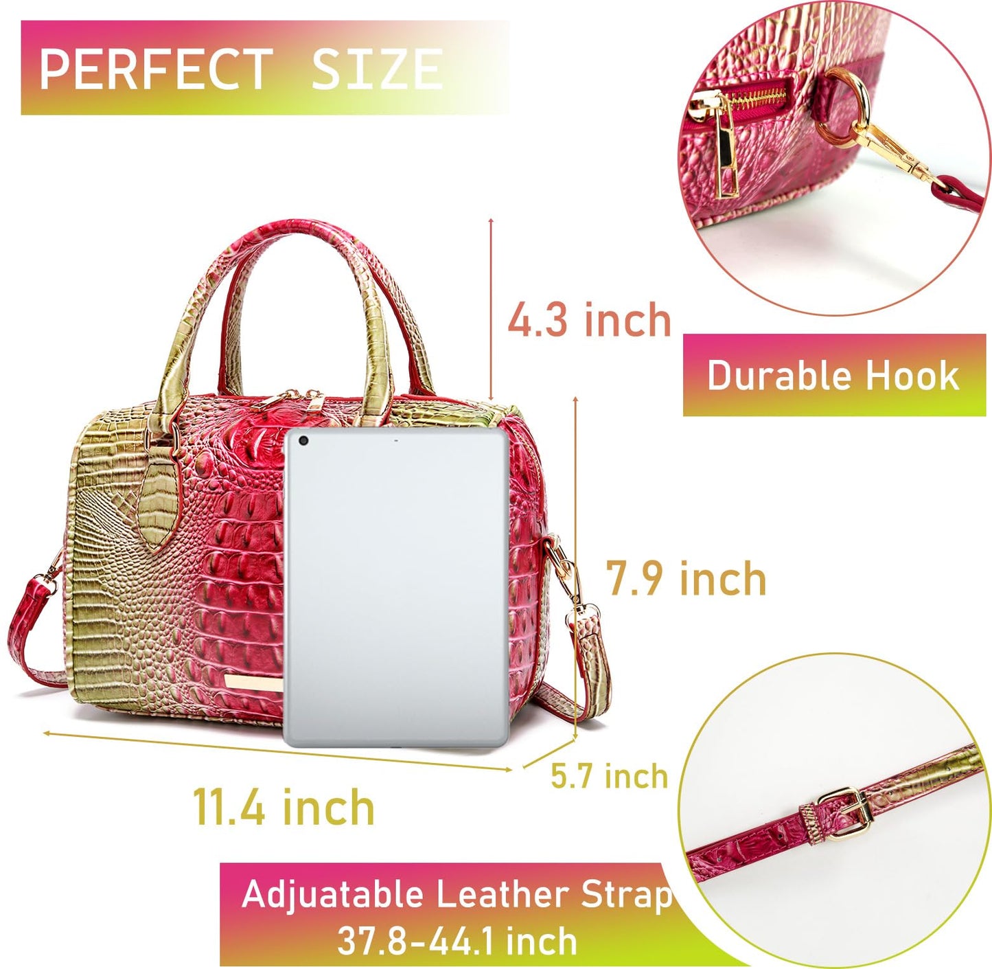 Top-Handle Crocodile Purses For Women Crossbody Leather Bags Trendy Large Capacity Tote with Shoulder Strap