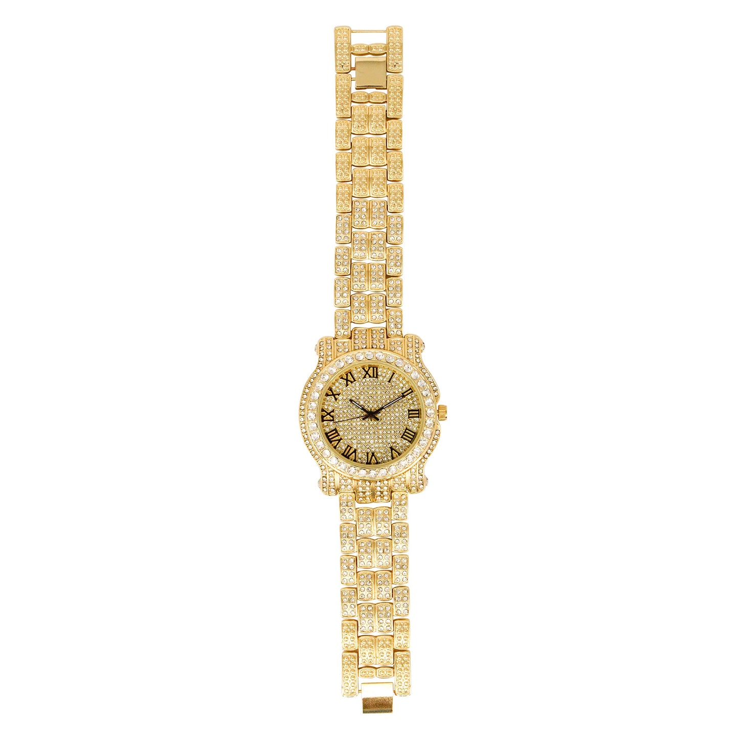 Charles Raymond Bling-ed Out Silver Round Luxury Mens Watch w/Bling-ed Out Bracelet - L0504B