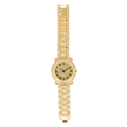 Charles Raymond Bling-ed Out Silver Round Luxury Mens Watch w/Bling-ed Out Bracelet - L0504B