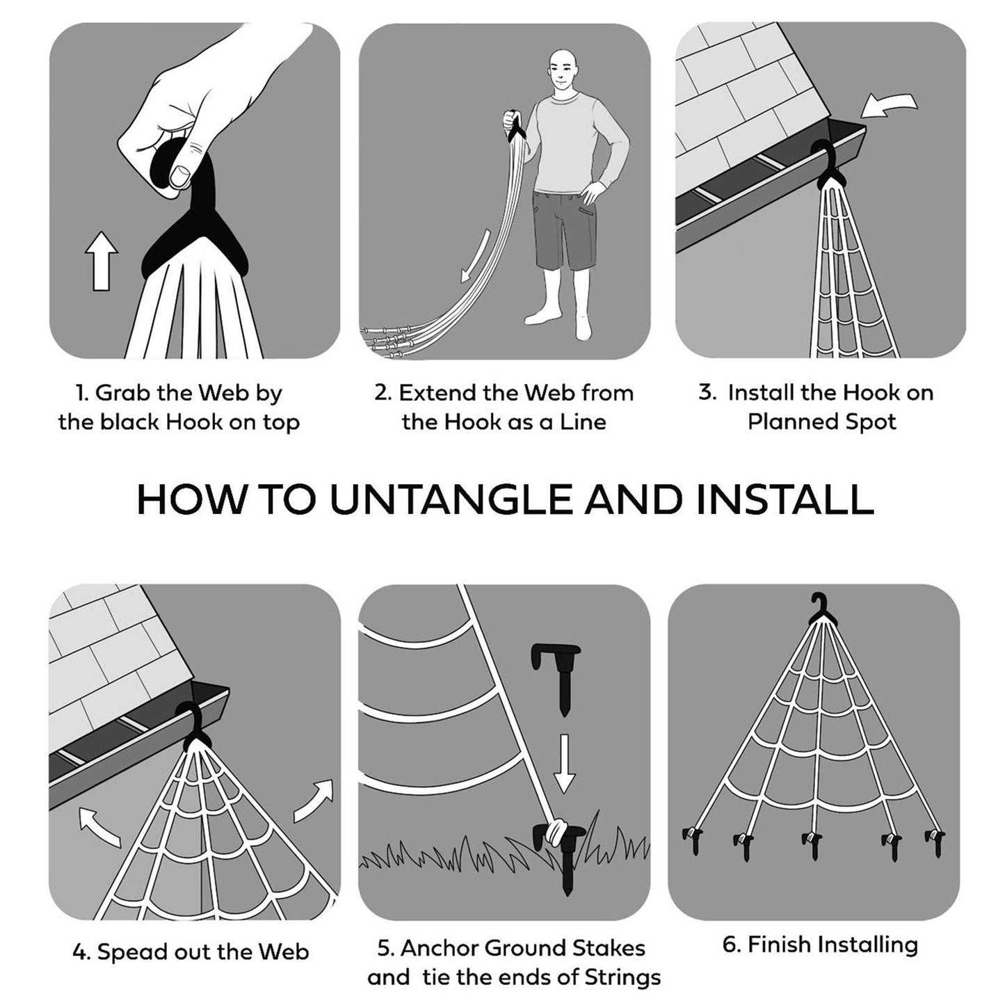 JOYIN Halloween Decoration Outdoor, 59‘’ Giant Spider with Spider Web Outside Decor, Triangular Spiderweb 16.4 x 15.7 ft and Stretchy Cobweb 100g for Yard Haunted House Indoor Decor Supplies