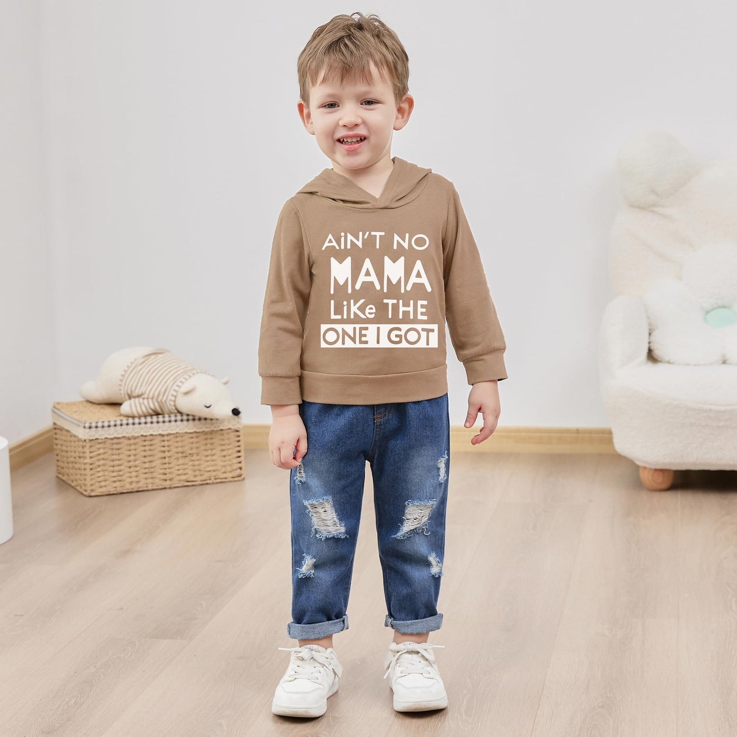 YUEMION Toddler Boy Clothes Long Sleeve Print Hoodies +Denim Pants 2Pcs Fall Winter Sweatshirt Baby Boy Outfits Set 1-6Y