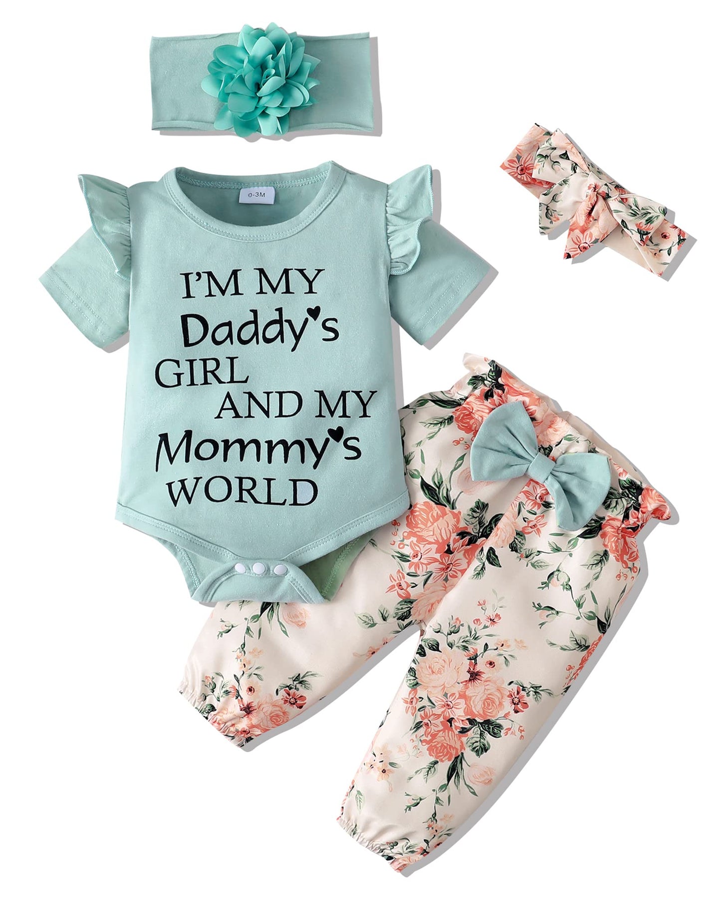 SUNNY PIGGY Newborn Infant Baby Girl Clothes Ruffle Romper Toddler Girl Floral Cotton Pant Sets Girls Clothing Outfit