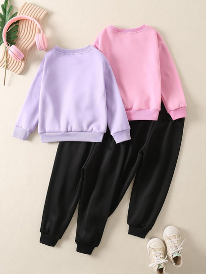 Girls Outfits 4 Piece Long Sleeve Sweatshirt Cargo Pants Fall Winter Clothing Set Multicolor 3-12Y