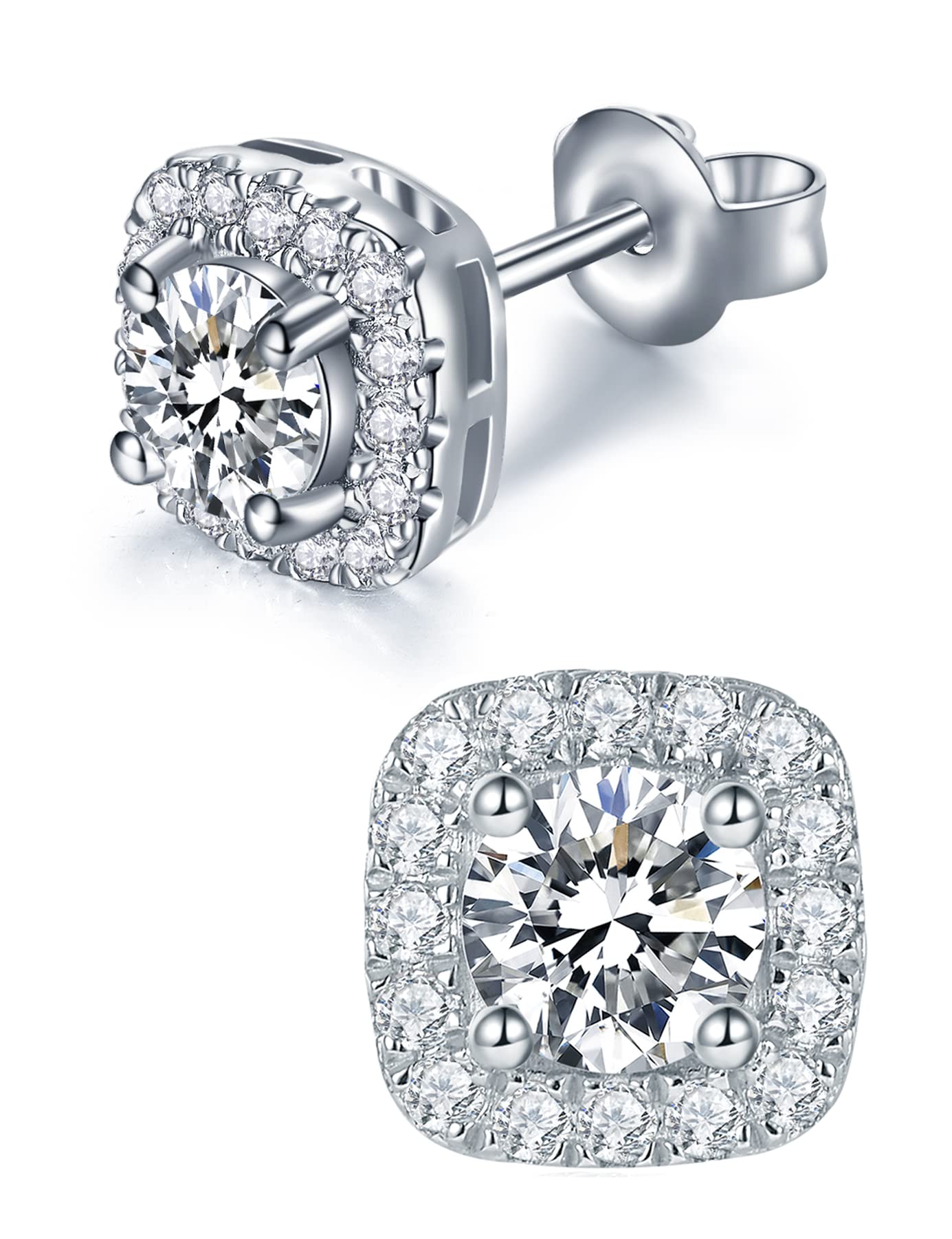 IMOLOVE Moissanite Stud Earrings for Women in Sterling Silver Hypoallergenic 1-3CT D Color Round Cut Moissante Earrings