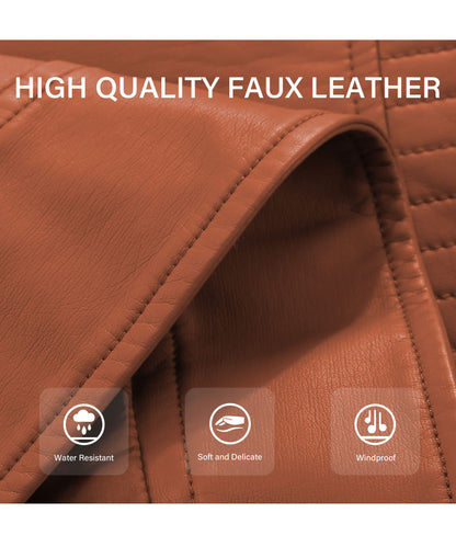 Bellivera Women's Faux Leather Casual Jacket 2025 Spring Trendy Motorcycle Outfits Lightweight Classic Coat