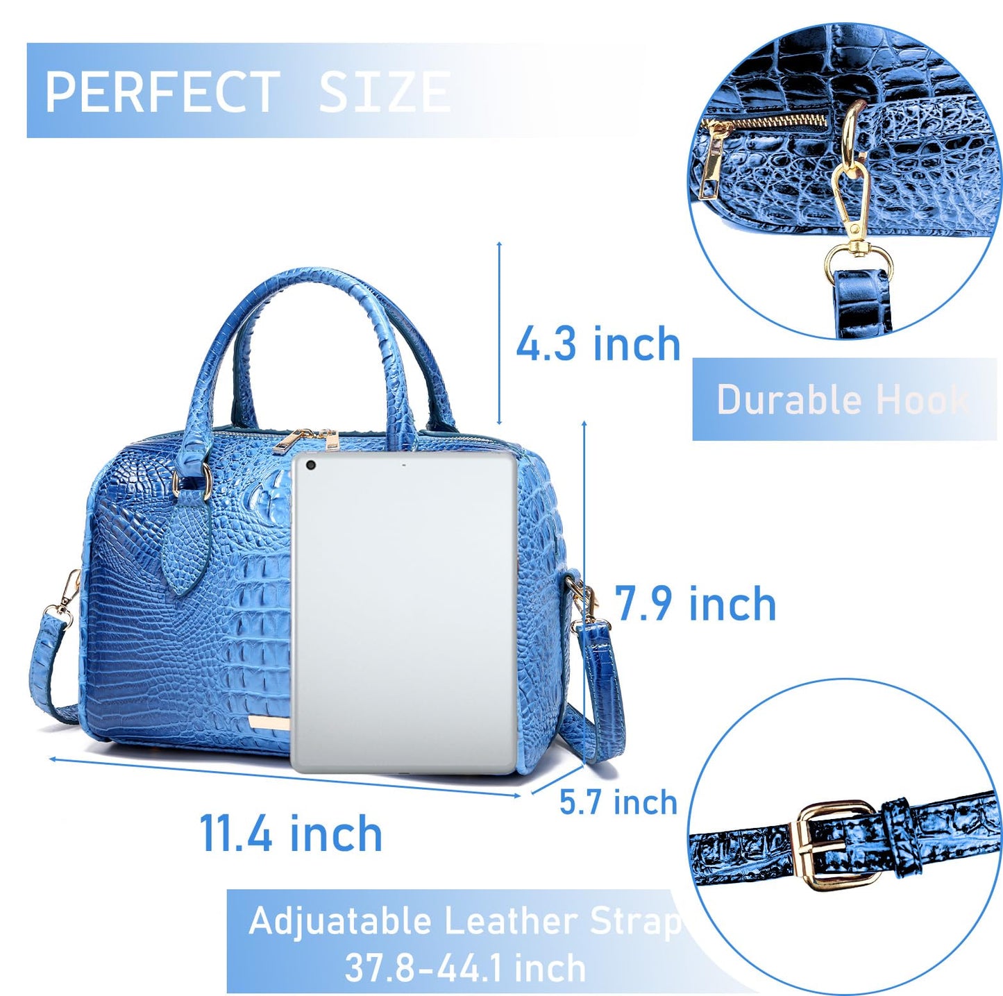 Top-Handle Crocodile Purses For Women Crossbody Leather Bags Trendy Large Capacity Tote with Shoulder Strap