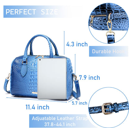 Top-Handle Crocodile Purses For Women Crossbody Leather Bags Trendy Large Capacity Tote with Shoulder Strap