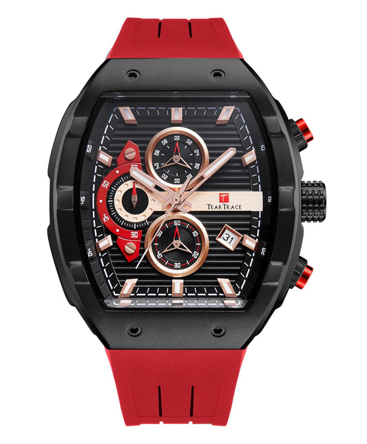 Watches for Men Analog Quartz Waterproof Sport Men’s Watch Tonneau Chronograph Luminous Fashionable Unique Casual Watch with Silicone Strap