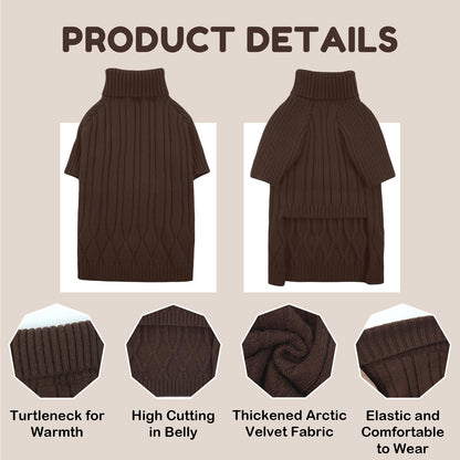 Large Dog Sweater - Turtleneck Thick Warm Doggie Christmas Sweater for Girl Boy Dogs (Red L)