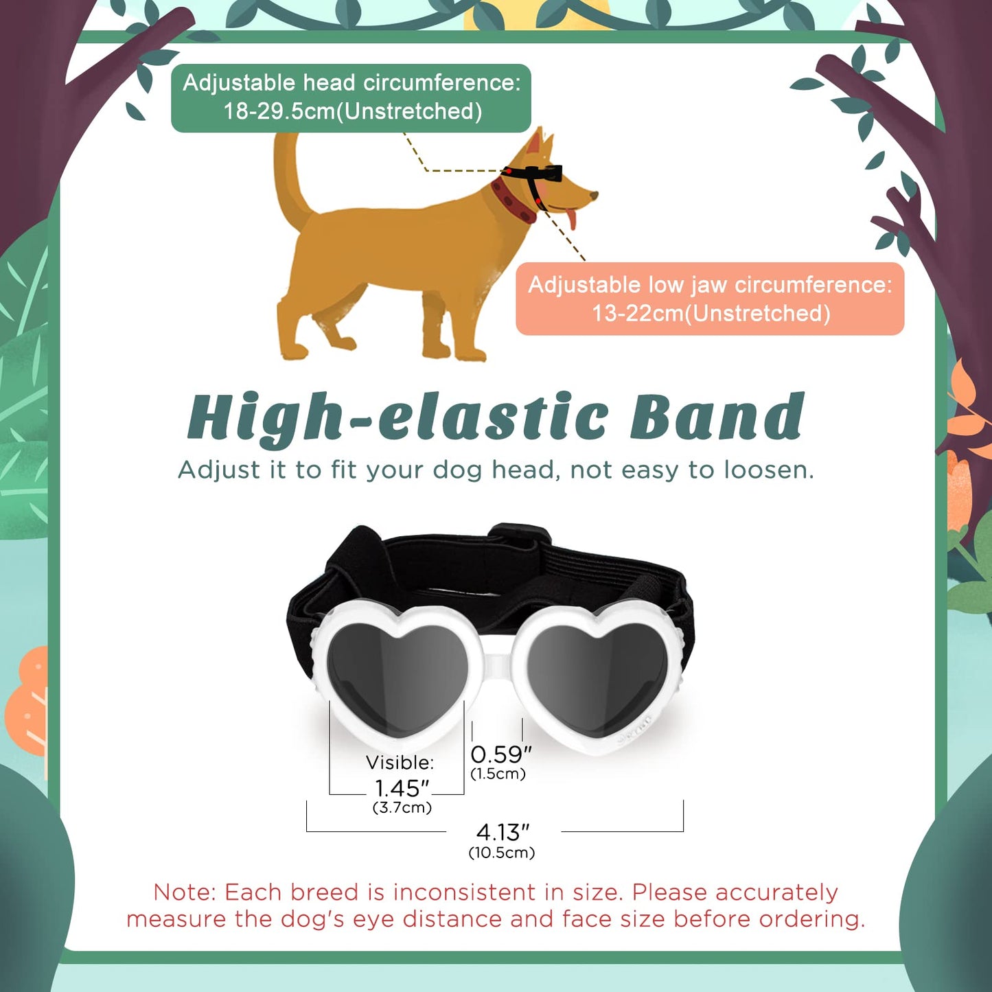 Small Dog Sunglasses UV Protection Goggles Eye Wear Protection with Adjustable Strap Doggy Heart Shape Anti-Fog Sunglasses for Pet Dogs Sun Glasses Doggie Windproof Glasses, Pink