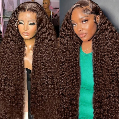 20Inch Deep Wave Lace Front Wigs Human Hair-13x4 HD Transparent Deep Wave Frontal Wigs Human Hair Glueless Curly Wigs for Women 200% Density Curly Lace Front Human Hair Pre Plucked with Baby Hair