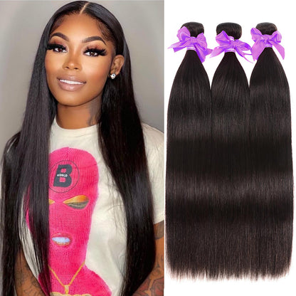 Straight Bundles Human Hair 10A Human Hair 3 Bundles Straight Hair 22 24 26 Inch Brazilian Virgin Deals Human Hair Extensions Natural Color