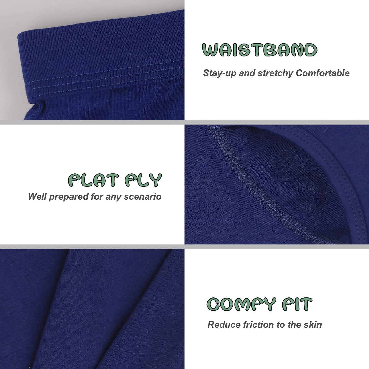 Boys Boxer Briefs,Cotton Toddler Underwear Breathable Mesh Performance Sport Big Boy Boxer Briefs with Fly 5 Pack