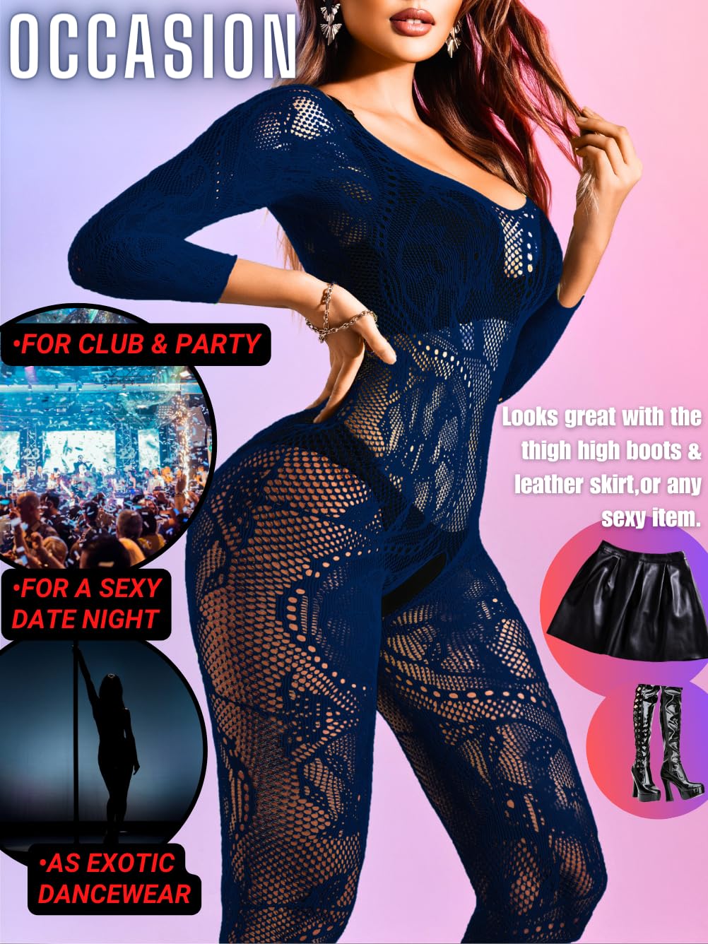 Women Sexy Body Stockings, Fishnet Bodysuit Glow Party Rave, Exotic Dancer Wear Fishnets Lingerie Outfits Plus Size