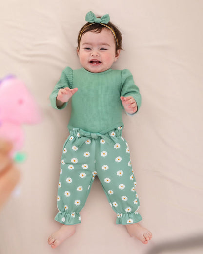 Mioglrie Baby Girl Clothes Newborn Girl Fall Winter Outfits Pants Set Preemie Clothing Headband 0 3 6 12 18 Months