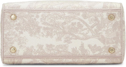 Pre-Loved Pink Embroidered Canvas Lady D-Lite Medium, Pink