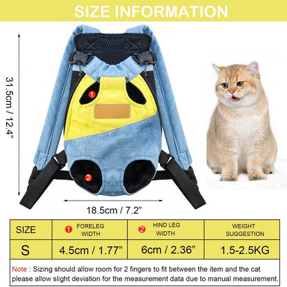 Pet Carrier Backpack, Adjustable Backpack Legs Out Easy-fit Chest Carrier for Small Dogs Cats Puppies