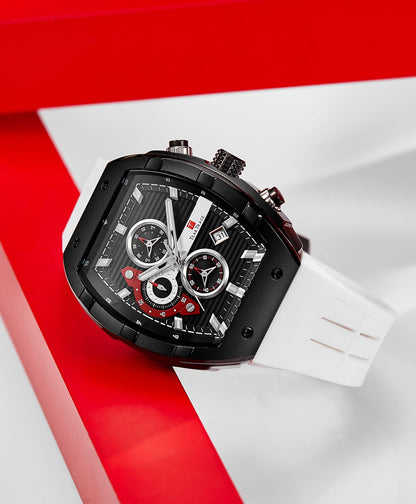 Watches for Men Analog Quartz Waterproof Sport Men’s Watch Tonneau Chronograph Luminous Fashionable Unique Casual Watch with Silicone Strap