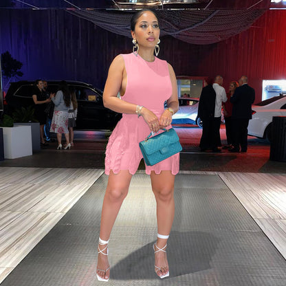 Elainone Two Piece Outfits for Women Sexy Bodycon Sleeveless Tops Drawstring Waist Shorts Sets