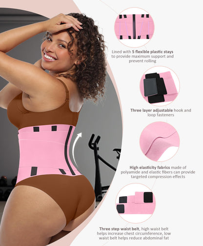 FeelinGirl Waist Trainer Belt Waist Cincher Trimmer Ab Belt Tummy Control Body Shaper with Triple Wrap Women and Men