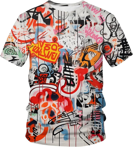 Mens Hip Hop Hipster Crew Neck Short Sleeve T-Shirt