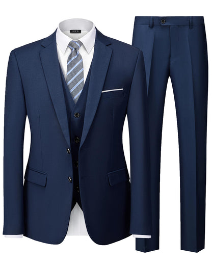 MY'S Men's 3 Piece Slim Fit Suit Set with Tie, 2 Button Blazer Jacket Vest & Pants, Business Wedding Party Prom Suit for Men