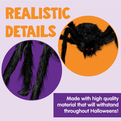 JOYIN Halloween Decoration Outdoor, 59‘’ Giant Spider with Spider Web Outside Decor, Triangular Spiderweb 16.4 x 15.7 ft and Stretchy Cobweb 100g for Yard Haunted House Indoor Decor Supplies