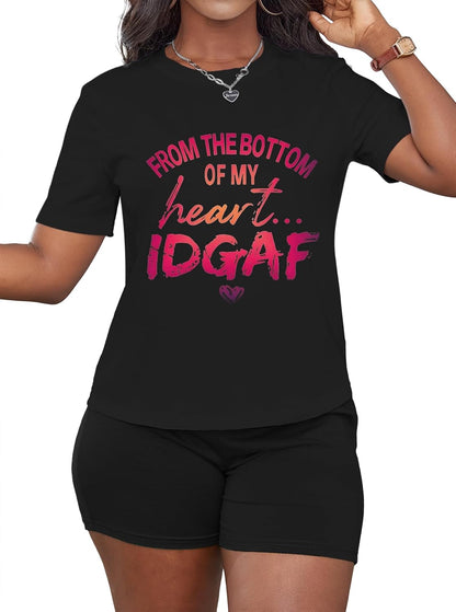 Hilinker Womens 2 Piece Outfits Short Sleeve Top and Shorts Set Summer Workout Casual Tracksuit