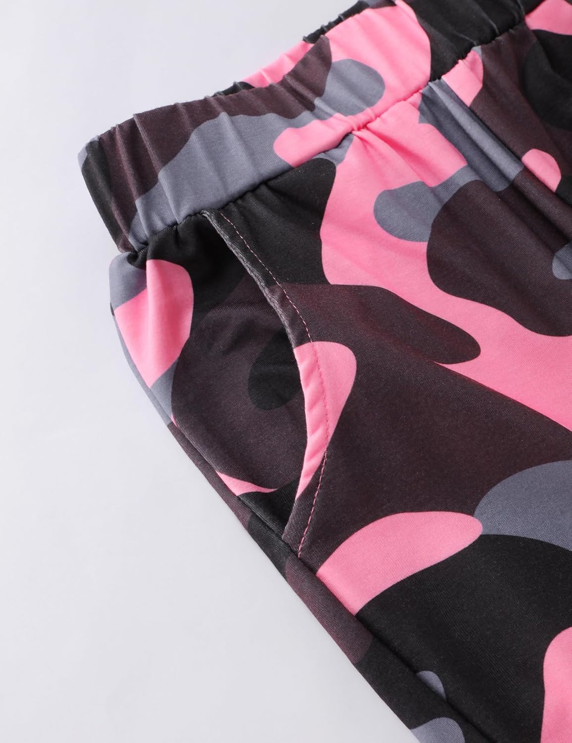 Girls' Clothing Sets Ribbed Knit Crewneck T-Shirt & Camo Print Elastic Waist Pants Girls Clothes Size 6-16Y