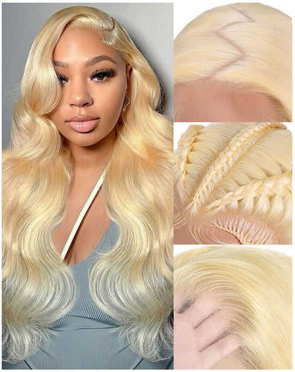 613 13x6 Lace Front Wig Human Hair 30 Inch 100% Real Blonde Wig Human Hair Body Wave HD Lace Front Wigs Human Hair 200 Density Easily Stained No Tangle Minimal Shedding Longer Life