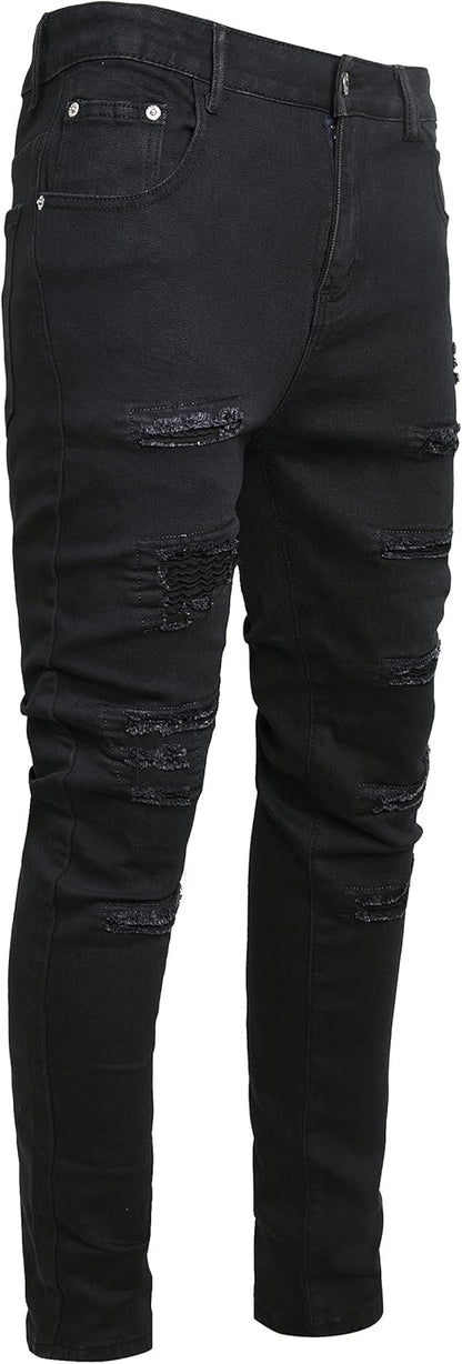 Men's Casual Stylish Straight Slim Fit Jeans Young Hiphop Skinny Denim Pants