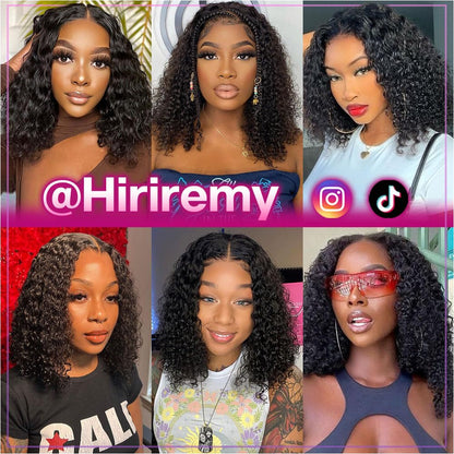 Curly Bob Wig Human Hair Deep Wave 13x4 HD Lace Front Wigs For Black Women Human Hair Pre Plucked Wear And Go Glueless Short Wet And Wavy Ombre Honey Blonde Highlight Color 4/27 14 Inch