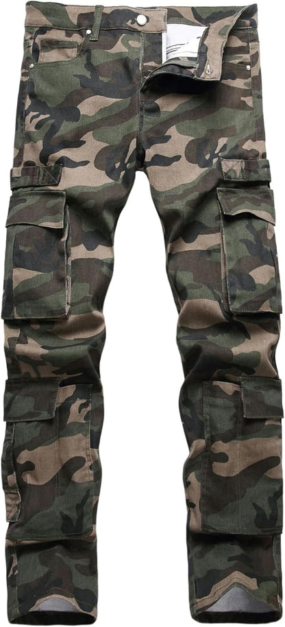 Baylvn Men's Casual Printed Slim Fit Jeans Skinny Denim Pants