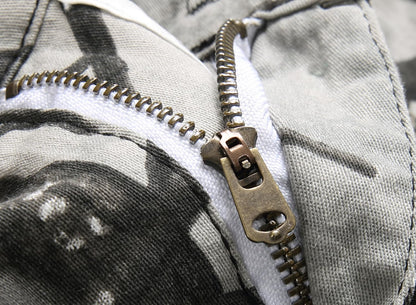 Boy's Skinny Fit Cotton Camo Jeans, Camouflage Printed Fashion Casual Pants