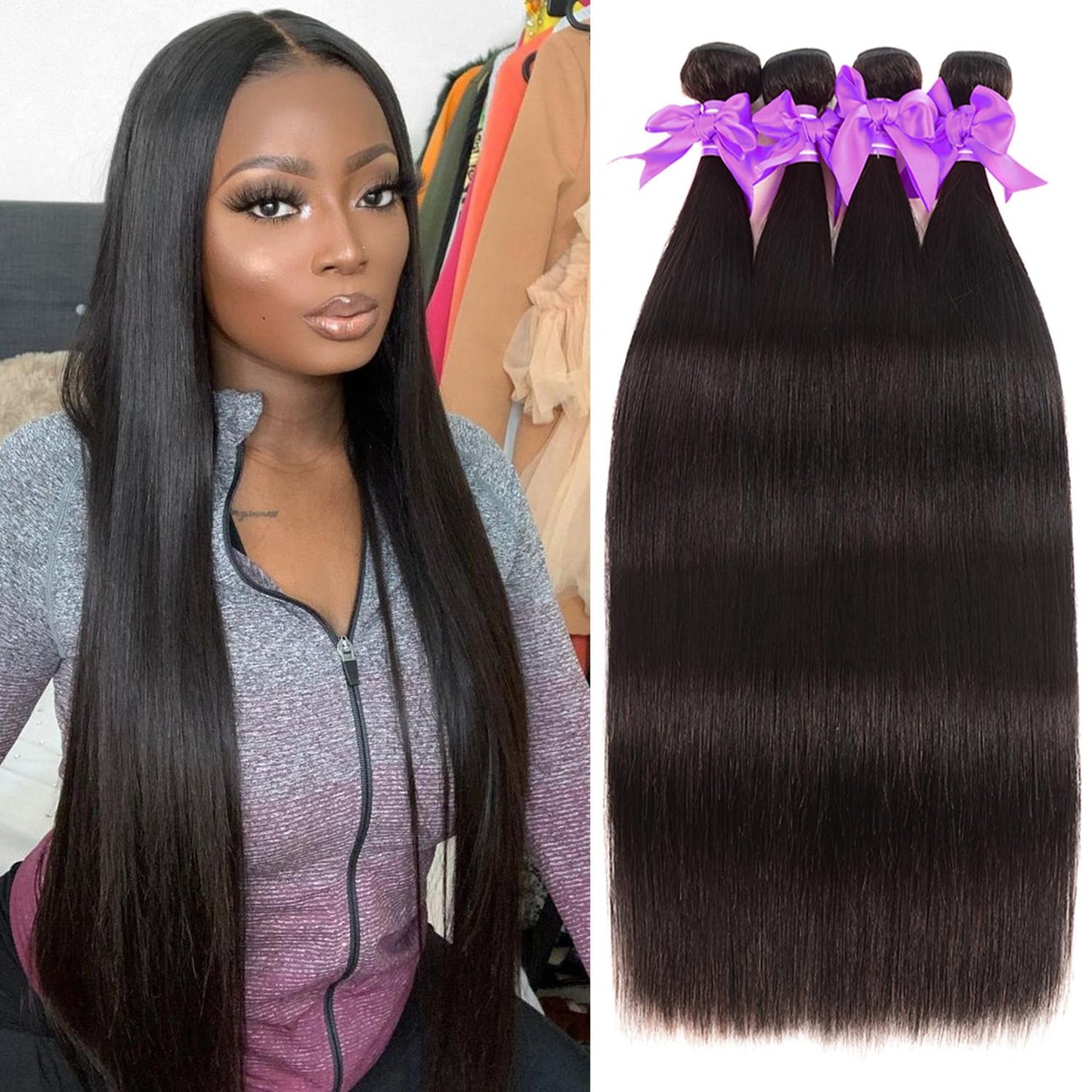Straight Bundles Human Hair 10A Human Hair 3 Bundles Straight Hair 22 24 26 Inch Brazilian Virgin Deals Human Hair Extensions Natural Color