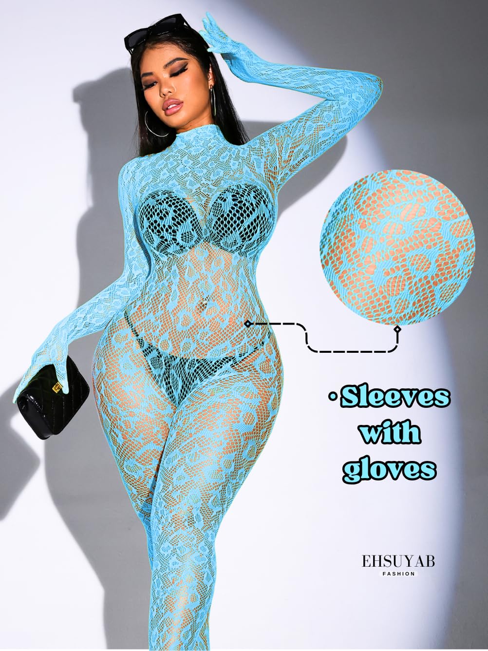 Sexy Lace Leopard Jumpsuit For Women, Fishnet Bodysuit Glow Party Club, Poster One Piece Mesh Full Body Rave Outfits