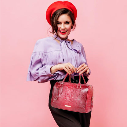 Top-Handle Crocodile Purses For Women Crossbody Leather Bags Trendy Large Capacity Tote with Shoulder Strap