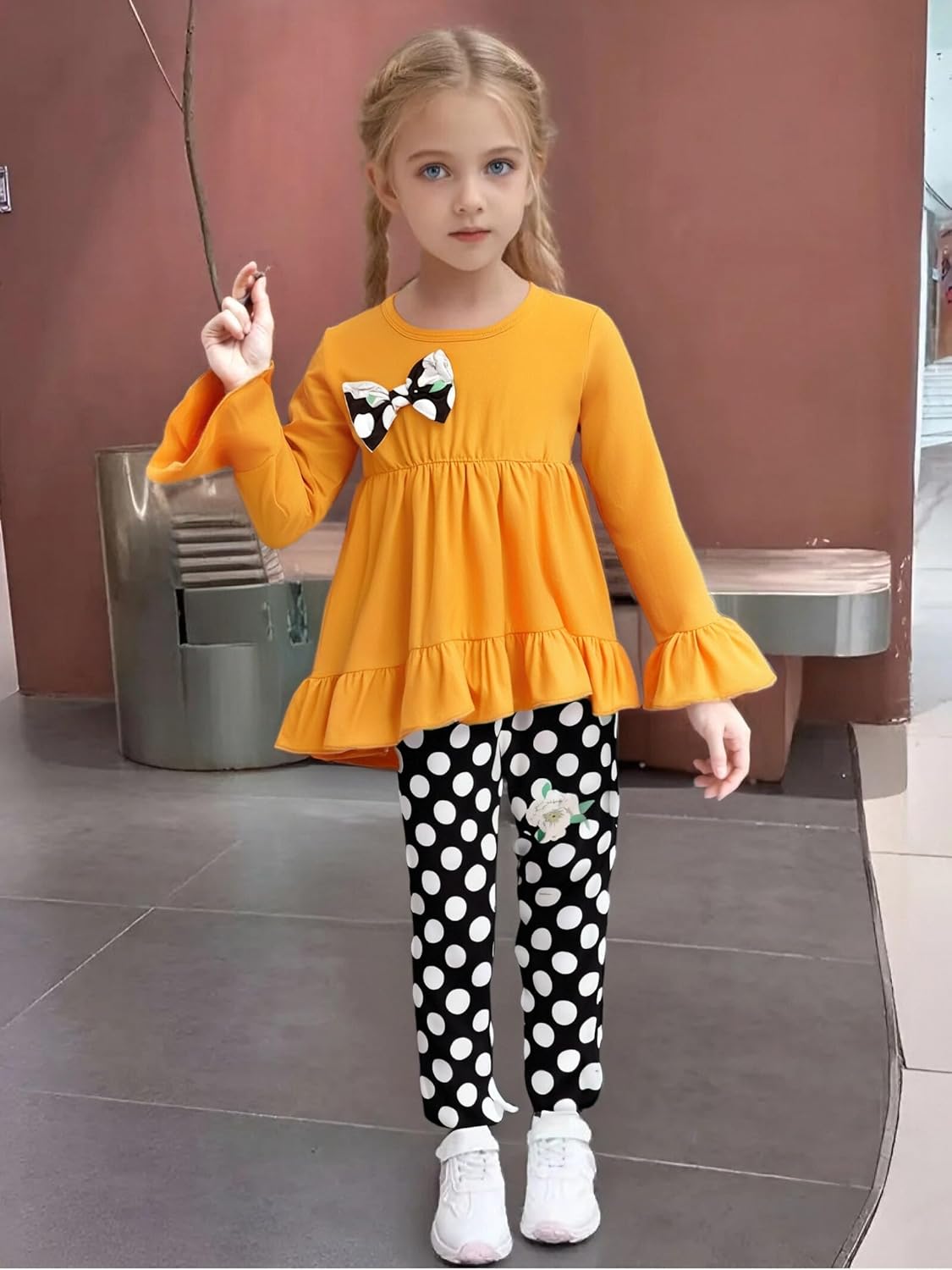 Toddler Kid Girl Clothes Ruffle Sleeve High Low Top Floral Allover Pants Fall Winter Outfit Set