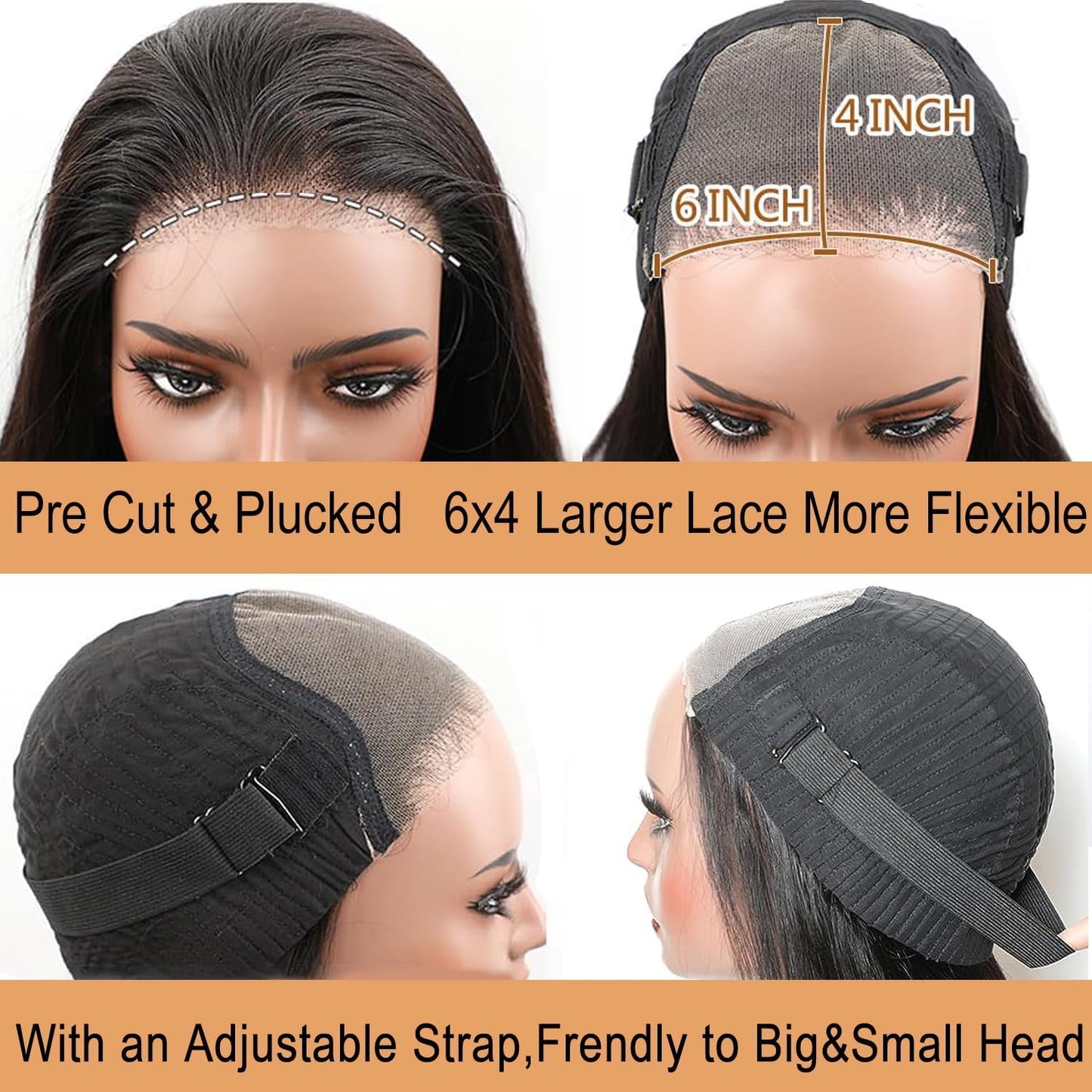 13x6 Straight Lace Front Wigs Human Hair 200 Density HD Transparent Lace Frontal Human Hair Wigs for Women Glueless Wigs Human Hair Pre Plucked 28 Inch