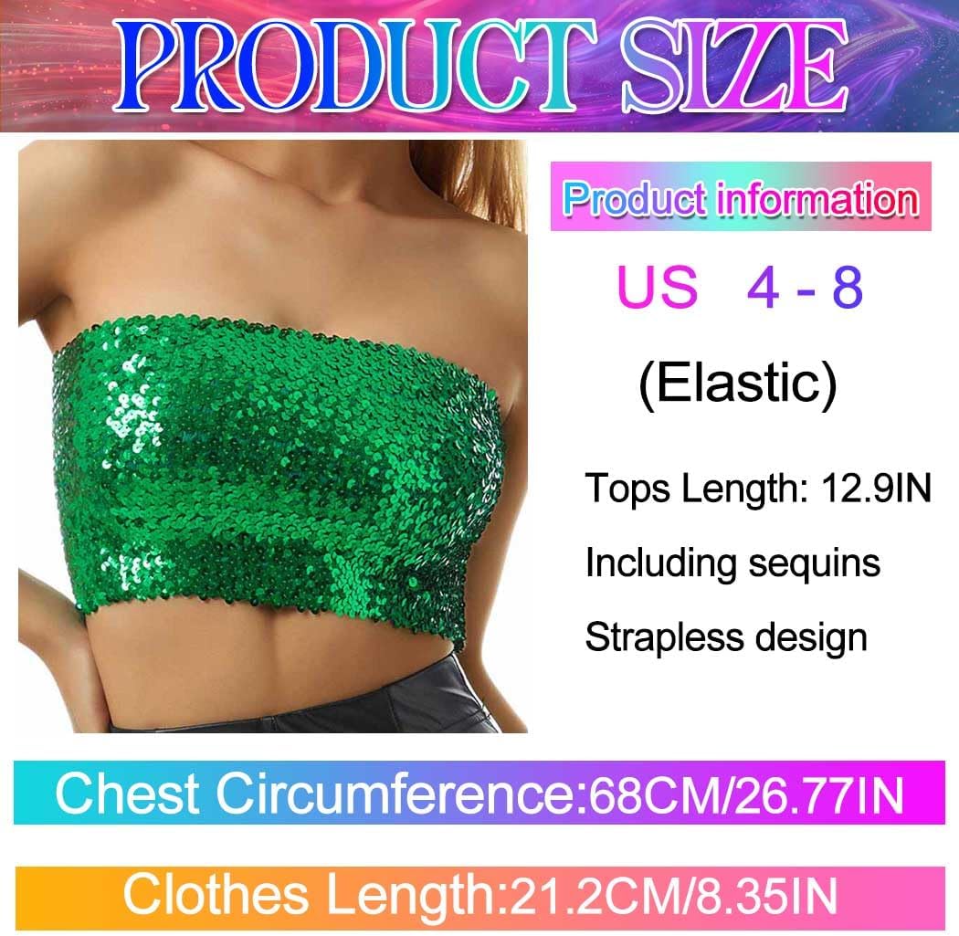 Nicute Sequin Tube Top Sparkly Crop Tops for Women