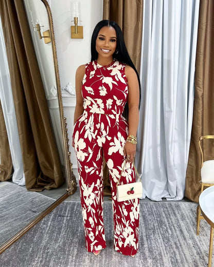 Womens Trendy Ribbed Knit 2 Piece Outfit Sleeveless Crop Top and High Waist Wide Leg Pants Matching Lounge Set