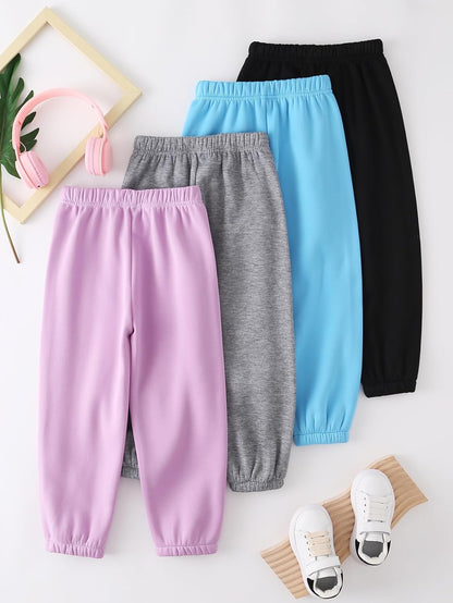 Girls Sweatpants - 3 Pack Teen Girls' Athletic High Waisted Joggers Pants with Pockets Multicoloured 4-14Y