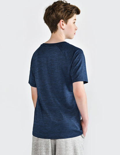 5 Pack Boys Athletic Shirts, Youth Activewear Dry Fit Tshirts for Kids, Short Sleeve Tees, Bulk Athletic Performance Clothing