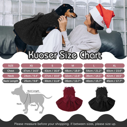 Kuoser Dog Dress, Cute Dog Dresses for Small Dogs Girl Elegant Puppy Tutu with Bow-Knot, Doggie Princess Costume Pet Outfit for Birthday Party Christmas Halloween Wedding, Red XS
